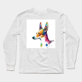 Basenji Dog In Watercolor & Pen Long Sleeve T-Shirt